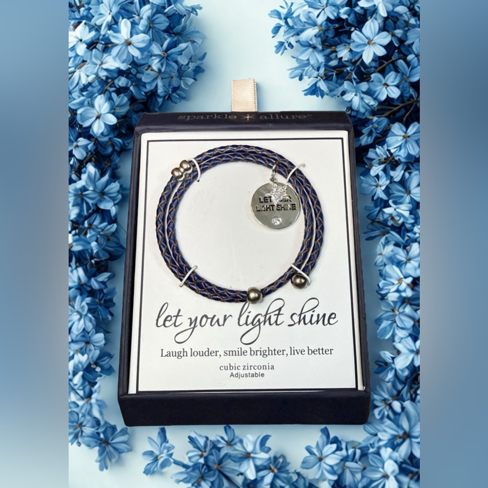 💙SPARKLE ALLURE💙Let Your Light Shine Navy Blue Leather Wrap with CZ Acce…